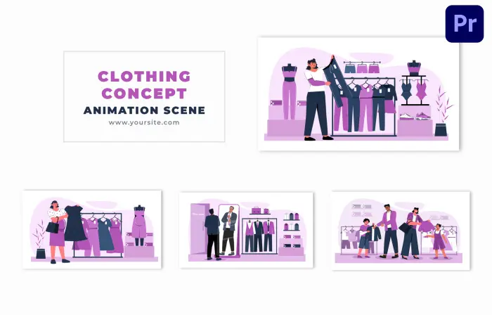Clothing Shop Concept Flat 2D Design Animation Scene